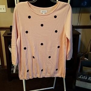 Pink polka dot embellished sweater